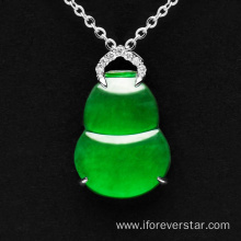 18K White Gold Icy Jadeite Cucurbit Pendant